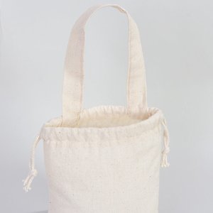 Natural Cotton <b>Drawstring</b> <b>Pouch</b> 6x8 Screen Printed Favor Bag with Short Handle for Crafts Storage Packaging and Gifts - Product Image 3