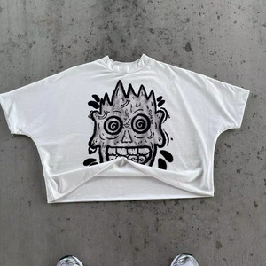 Camisetas de gran tamaño con gráfico cuadrado recortado de verano personalizado para hombres, ropa de calle de algodón con estampado DTG desgastado, estilo informal holgado - Product Image 2