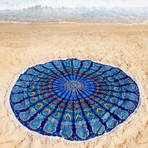 Serviette de plage ronde en coton 100% avec motif mandala, en coton imprimé, pour la plage, fournisseur en Inde - Product Image 5