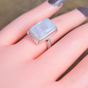 925 bague en argent Sterling massif faite à la main meilleure qualité bague de conception naturel bleu feu arc-en-ciel pierre de lune 925 timbre bijoux faits à la main - Product Image 2