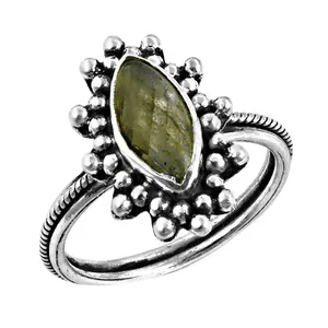 Bague pour homme en argent 925 avec pierre précieuse labradorite, coupe ovale, grenat, bijoux fins élégants - Product Image 3