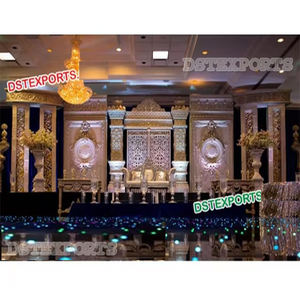 El mejor conjunto de decoración de escenario de boda asiático, decoración de escenario de boda elegante, configuración de Panel de fibra completa para escenarios a la venta - Product Image 1