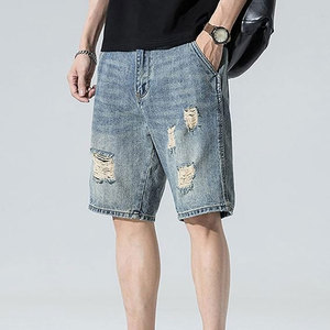 100% Cotton <b>Top</b> Manufacturer Men <b>Distressed</b> Shorts In Solid Color Hot Sale Latest Price Newest Style Men <b>Distressed</b> Shorts - Product Image 2