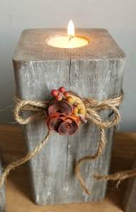 Table Top Decorations Rustic Antiques Wood <b>Candlesticks</b> 3-piece Natural Pine <b>Wooden</b> Base Candle Holder - Product Image 2