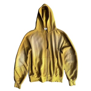 Nouveaux hommes élégants délavés au soleil Design Vintage 100% coton 320gsm hommes sweats à capuche zippés personnalisés lavage à l'acide sweats à capuche en détresse pour hommes - Product Image 5