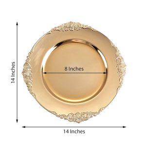 Meilleur Prix Laiton Or Plaques Antique Assiette Chargeurs pour Dîner Vaisselle Plat Porcelaine Dessert Vaisselle De Noël Usage Maison - Product Image 2