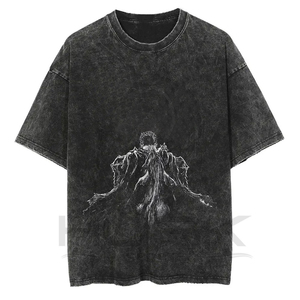 เสื้อยืดผู้ชายฟอกสีกรดผ้าฝ้าย100% วินเทจเสื้อยืดคอกลมทรงหลวมแบบออกแบบได้ตามต้องการ - Product Image 3