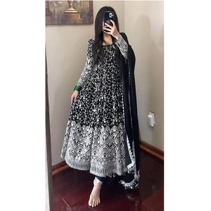 Elegante última moda pakistaní vestido Anarkali Salwar Kameez Dupatta conjunto pesado Faux Georgette hilo largo fiestas de lujo - Product Image 1
