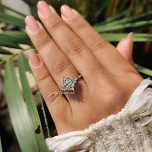 5 <b>Stone</b> Engagement <b>Ring</b> with <b>Two</b> Baguette Side Diamonds Elegant Diamond <b>Rings</b> Collection - Product Image 4