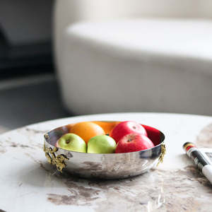 Plateau à fruits décoratif en métal avec poignées pour table à manger, comptoir de cuisine, décoration de la maison, cadeau, hôtel, restaurant, présentation, service - Product Image 5