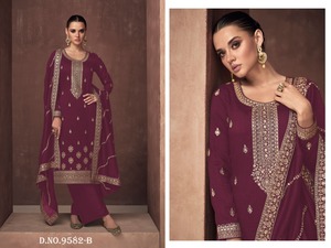 Venta al por mayor de seda de primera calidad pesada con el trabajo de secuencia de bordado y Em Bro Siquance trabajo Dupatta - Product Image 3