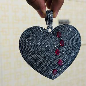 Pendentif en diamant Moissanite VVS de haute qualité, bijoux hip-hop glacés, forme de cœur, or rose 925, pendentif Moissanite personnalisé, cadeau - Product Image 2