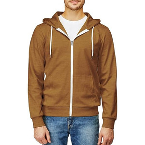 Sudadera con Capucha y Cremallera para Hombre, Color Sólido, Algodón French Terry, Estilo Casual para Otoño, Corte Regular, Sudadera con Cremallera Completa - Product Image 1
