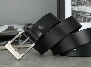 Cinturón Casual de Moda de Lujo Personalizable, Hebilla Cuadrada Ajustable de Aleación, Cuero Genuino para Hombre, GENTS GARB - Product Image 3