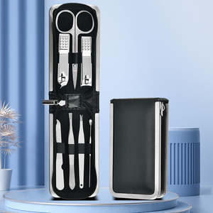 Haute qualité professionnel 7 pièces manucure pédicure ensemble d'outils Olecranon coupe-ongles en cuir PU repose-pieds polissage pour la beauté - Product Image 1