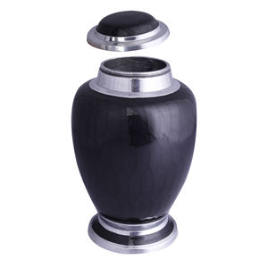 Mini urna de cremación, recuerdo conmemorativo | Pequeña urna para cenizas, contenedor funerario, tarro, olla | Color-Negro - Product Image 1