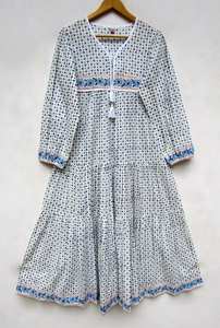 Femmes indiennes robe de soirée robes ethniques femmes longues robes Maxi meilleur main bloc impression fabrication femmes robes articles ensembles - Product Image 6