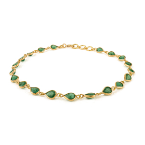 New Arrivals Best Selling Products Natural Emerald Station Bracelet Unisex Everyday Wear 18K <b>Solid</b> Yellow <b>Gold</b> Handmade Jewelry - Product Image 3