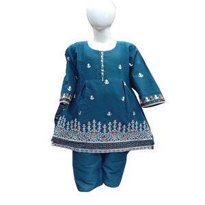 ชุดปาร์ตี้สำหรับเด็กผ้าคอตตอนปักเลื่อมลายลูกไม้ชุดคอตตอนปากีสถาน - Product Image 1