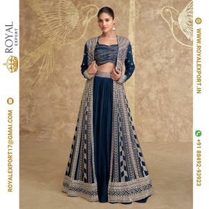 Lanzamiento exquisito diseñador Real Premium Chinon seda tamaño libre cosido colecciones de trajes fabricante por Royal Export en Surat - Product Image 4