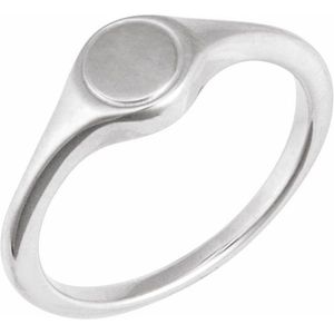 Stuller Men's 14K White Gold Round Signet <b>Ring</b> 57976:100P <b>Statement</b> <b>Ring</b> with Invisible Setting Everyday Wear - Product Image 1