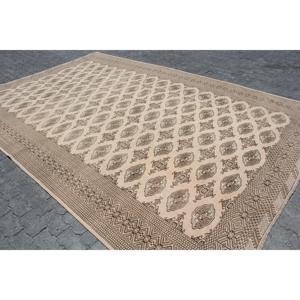 Turkish Vintage Rug 8.3x12.5 ft, <b>Brown</b> Ikat <b>Wool</b> Rug - Product Image 2