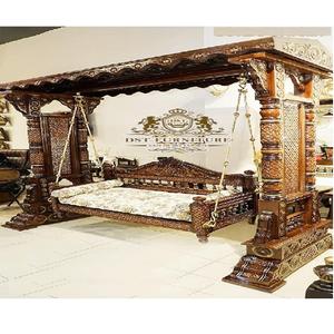 Columpio de Pilar Jali tallado a mano completo para sala de estar Columpio de madera antiguo hecho a mano para el hogar Columpio tallado a mano tradicional EE. UU. - Product Image 1