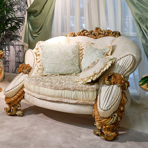 Juego de sofá <span class=keywords><strong>barroco</strong></span> de lujo para sala de estar, marco de madera maciza tallada a mano, tapicería de terciopelo beige, muebles de estilo real europeo - Product Image 4