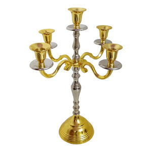 Luxueux or argent mixte décoratif bougeoir candélabre Vintage métal aluminium bougeoir à prix abordable - Product Image 1