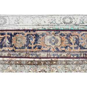 Alfombra Vintage de Lana Turca con Rayas Azules, 2x7.7 pies - Product Image 5