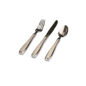 ชุดมีดสเตนเลสขัดเงาสีเงินพร้อมด้ามจับหนาทึบเครื่องใช้บนโต๊ะอาหารแบบสั่งทำ - Product Image 1