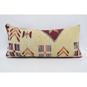 Luxury Red Wool Pillow 12x24 Inches Geometric Vintage Square Pattern Woven Technique <b>Fluffy</b> Style for <b>Bedding</b> Christmas Holiday - Product Image 5