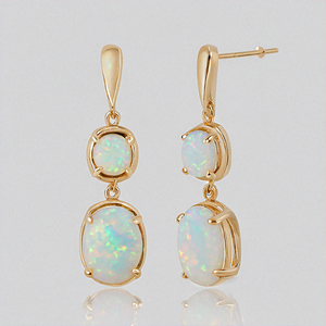 คุณภาพสูง925เงินสเตอร์ลิงต่างหูโอปอลสีขาวธรรมชาติหรูหราของขวัญลวดหูสำหรับเธอ - Product Image 5