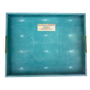 Plateau de service rectangulaire en faux shagreen modèle DPC 045, prix d'usine, taille personnalisée, plateau à thé en métal, maison, hôtel, restaurant, OEM/ODM - Product Image 1