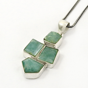 Amazonita piedra preciosa Unisex colgante hecho a mano plata hermoso collar joyería 925 plata esterlina venta al por mayor colgantes fabricante - Product Image 2