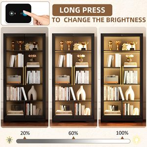 ตู้โชว์กระจกหรูหราพร้อมไฟ LED ประตูกระจก ชั้นวางปรับได้ ขายส่งตู้โชว์ 5 ชั้นสำหรับของสะสม - Product Image 6