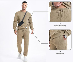 Survêtement personnalisé 100% coton respirant et respirant avec manches longues imprimé pantalon de survêtement pour l'entraînement d'hiver - Product Image 3