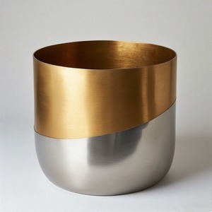 Jardinière en métal à double finition de luxe pour un décor botanique élégant avec une touche classique et un charme minimaliste contemporain - Product Image 1