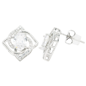 Boucles d'oreilles tendance plaquées or avec pierres CZ ovales, design géométrique, pour femmes, bijoux de fête - Product Image 1