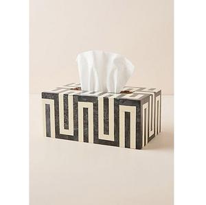 Bone Inlay Black and White <b>Floral</b> Design Tissue <b>Box</b> Cover Decorative Napkin Holder for Home and Office Decor - Product Image 3