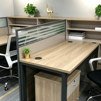 Poste de travail ergonomique en bois pour 2 personnes, ensemble de bureaux modulaires avec rangement