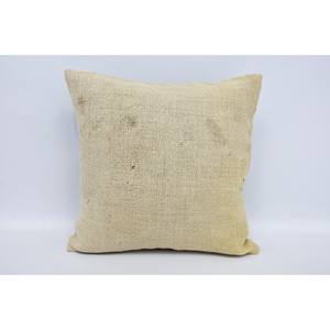 Rustic Design 16x16 Beige Wool Kantha Patchwork <b>Pillow</b> Embroidered Vintage Floral Square Print for <b>Sofa</b> Home Woven 18x18 Inches - Product Image 1