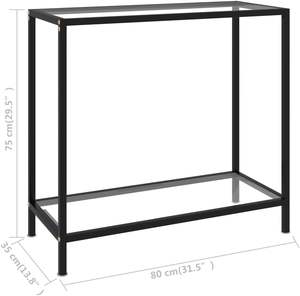 โต๊ะคอนโซลกระจกนิรภัยทันสมัยพร้อมโครงโลหะและชั้นวางของ - Product Image 2