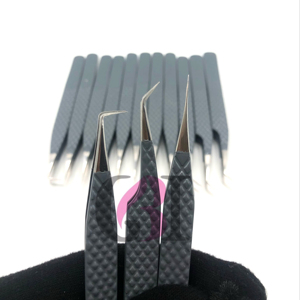 Pince à épiler pour extensions de cils droites à revêtement en poudre grise à 90 degrés de haute qualité Instruments de beauté en acier inoxydable à 45 degrés - Product Image 3