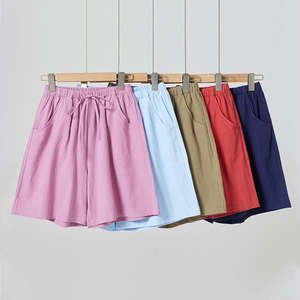 Nouvelle Collection – Short Bermuda Vintage Femme Tendance avec Cordon de Serrage, Taille Élastique, 100% Coton, Poches, Décontracté - Product Image 6