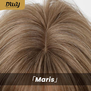Maris -DWY Peluca sintética marrón de 16 pulgadas con línea de cabello natural sin pegamento, corte lobo, para mujer con encaje marrón claro - Product Image 6
