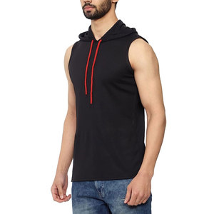 Summer <b>Men's</b> Cotton <b>Sleeveless</b> <b>Hoodie</b> Solid Pattern Workout Gym Clothing for Bodybuilding Loose Fit Comfortable Fit - Product Image 4