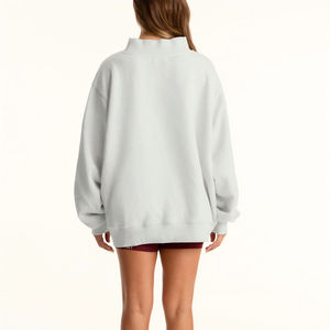 Fabricante personalizado Logo Otoño Mujeres Reversible Mock Neck Sudadera de gran tamaño Fleece Unisex Ladies Girls Pullover Sudadera Top - Product Image 3