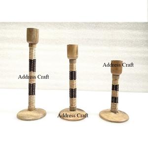 Bougeoir en bois pour décoration de la maison/bougeoir en bois avec travail en rotin coffret cadeau de décoration de Noël bougeoir en rotin - Product Image 2