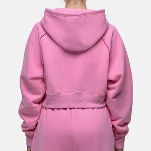 New Arrival Custom Logo Pink Crop Sweatsuits Sweatshirts Tracksuits For Women's Outdoor Breathable Highstreet Women Jogger Suit - Product Image 3